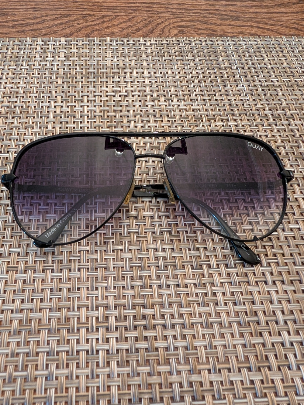 Quay Australia Black Aviator Sunglasses with Gradient Lenses